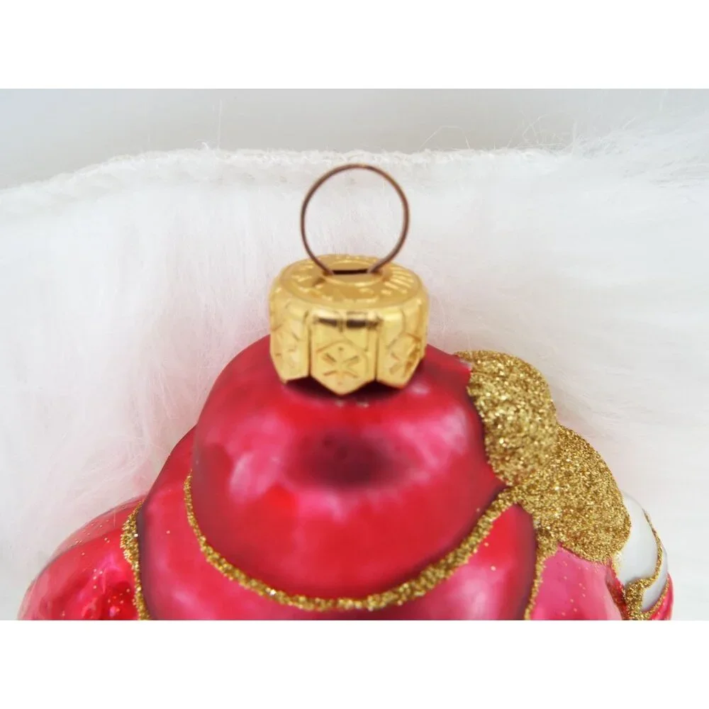 Vintage Glass Anthropomorphic Clock Ornament Made in Poland